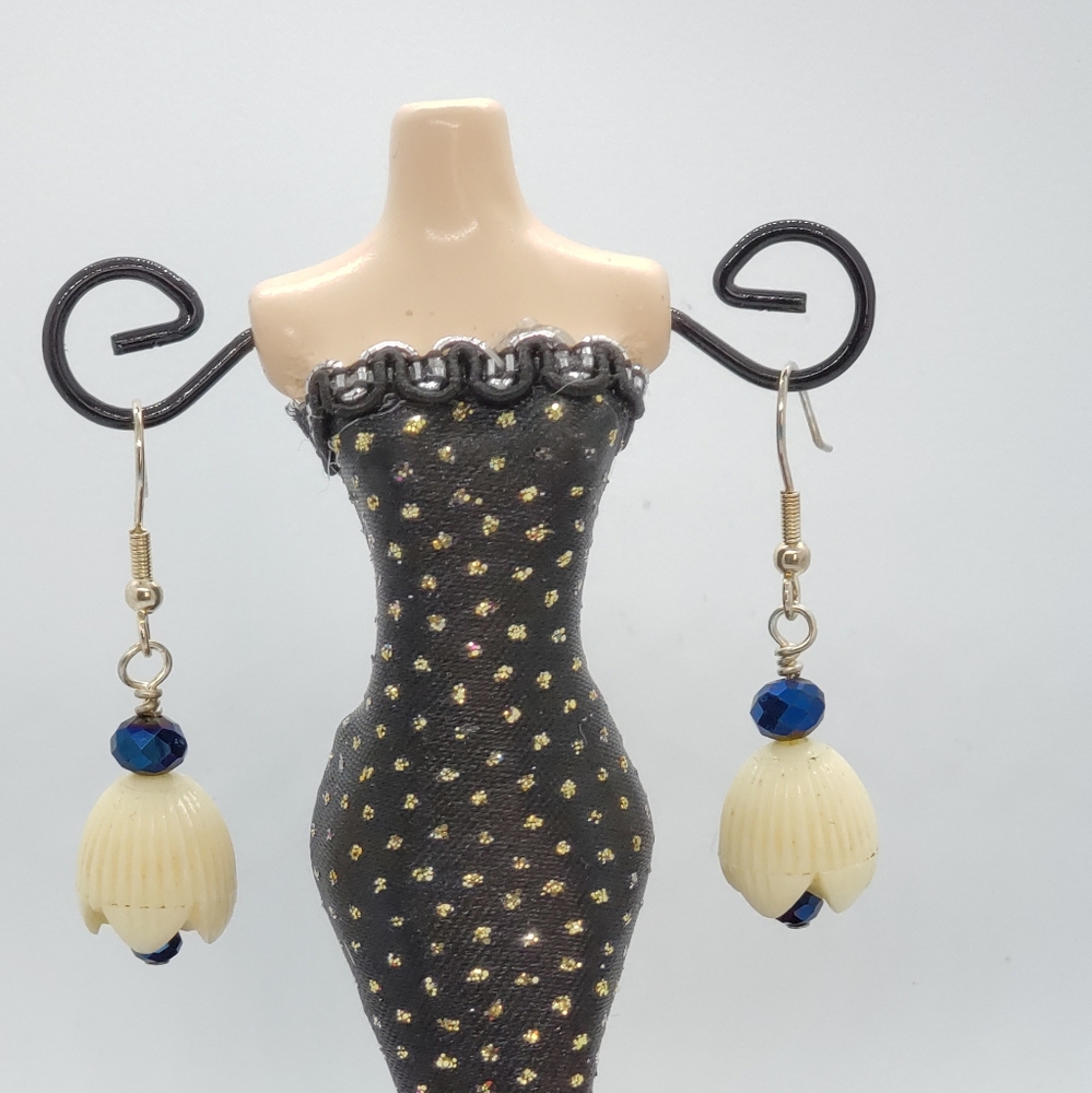 White and Blue Acrylic Earrings